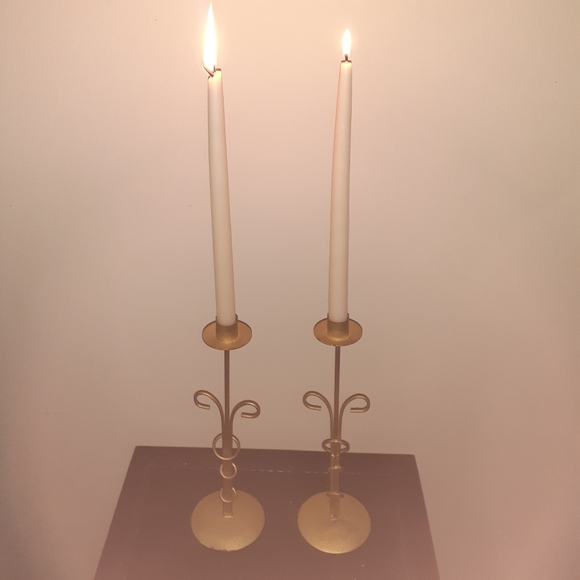 Golden/rusty  2 candle stands  14 inches - Picture 8 of 8